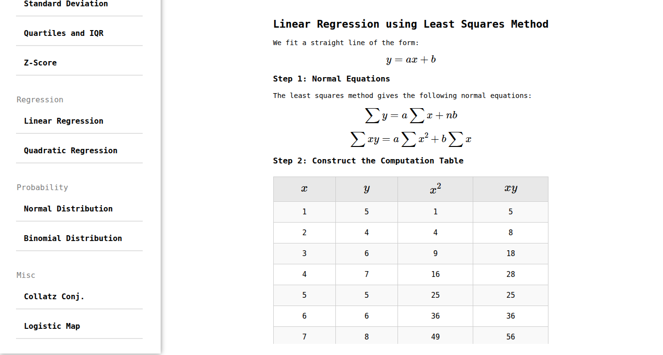 Step-by-step calculations